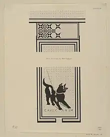 « Pompeia. Dans la maison du poète tragique, Cave Canem », dessin de Prosper Morey, 1835.