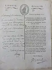 Échange de courrier administratif entre les commissaires du Directoire exécutif en l'an V.