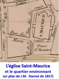 L’église Saint-Maurice en 1857.