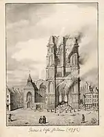 Église Saint-Étienne en feu.