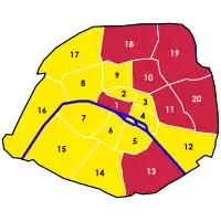 Candidat arrivé en tête au 1er tour par arrondissement. Emmanuel MacronJean-Luc Mélenchon