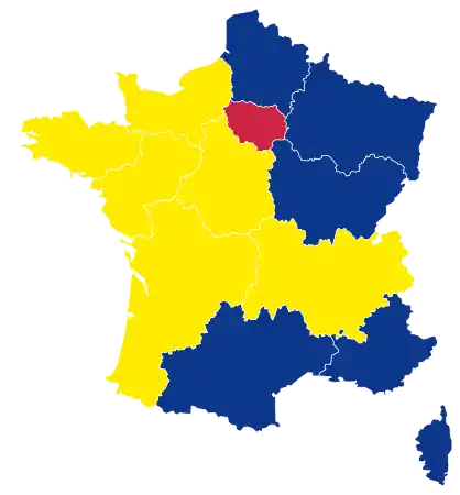 Candidats arrivés en tête dans chaque région métropolitaine au 1er tour.