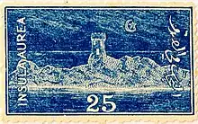 Photographie couleur d'une vignette qui parait bleu eu blanche.