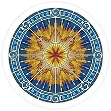 Schématisation du vitrail de l'œil de bœuf du Darcy Palace