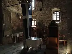 Mosaïque de la Vierge et fresque de la famille de Jean Ier Doukas.