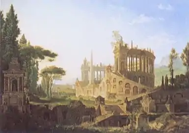 Paysage d'un cimetière romain