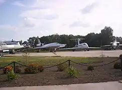Sukhoi Su-15, Tupolev Tu-95, Tupolev Tu-22, Tupolev Tu-22M et Tupolev Tu-134UBL du musée.