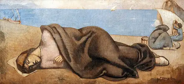 Femme endormie sur la plage (1914) Musée national d'Art de Catalogne