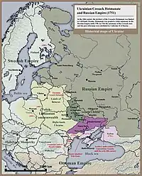 La Zaporoguie en 1751, territoire figurant en violet