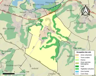 Carte en couleurs présentant l'occupation des sols.