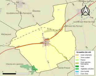Carte en couleurs présentant l'occupation des sols.