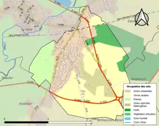 Carte en couleurs présentant l'occupation des sols.