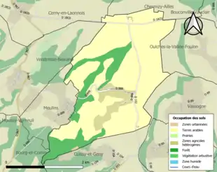 Carte en couleurs présentant l'occupation des sols.