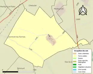 Carte en couleurs présentant l'occupation des sols.