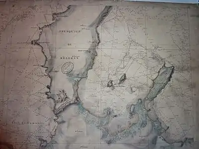 Carte de la Presqu'île de Quélern (Presqu'île de Roscanvel) par Charles-François Beautemps-Beaupré (1817).
