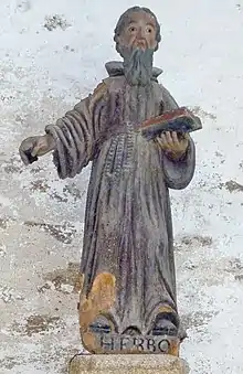 La chapelle de Languivoa : statue de saint Herbot.