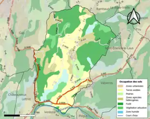Carte en couleurs présentant l'occupation des sols.