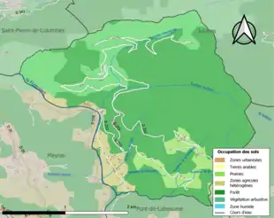 Carte en couleurs présentant l'occupation des sols.