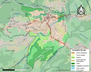 Carte en couleurs présentant l'occupation des sols.
