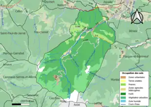 Carte en couleurs présentant l'occupation des sols.