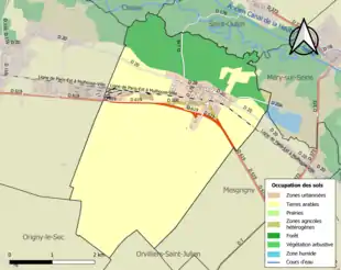 Carte en couleurs présentant l'occupation des sols.