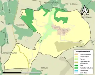 Carte en couleurs présentant l'occupation des sols.