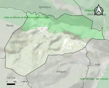 Carte de la ZNIEFF de type 1 sur la commune.