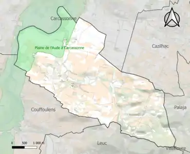 Carte de la ZNIEFF de type 1 sur la commune.