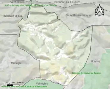 Carte de la ZNIEFF de type 1 sur la commune.
