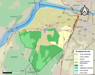 Carte en couleurs présentant l'occupation des sols.
