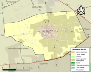 Carte en couleurs présentant l'occupation des sols.