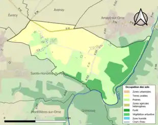 Carte en couleurs présentant l'occupation des sols.