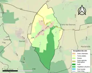 Carte en couleurs présentant l'occupation des sols.