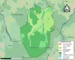 Carte en couleurs présentant l'occupation des sols.