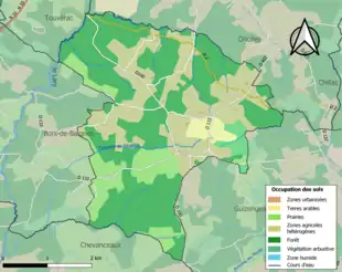 Carte en couleurs présentant l'occupation des sols.