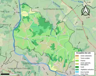 Carte en couleurs présentant l'occupation des sols.