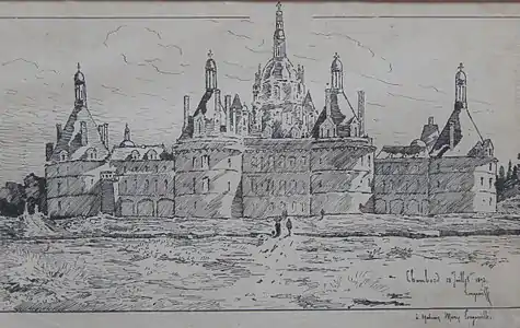 Chambord, dessin à la plume, 23 juillet 1892