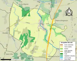 Carte en couleurs présentant l'occupation des sols.