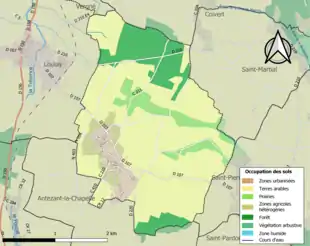 Carte en couleurs présentant l'occupation des sols.