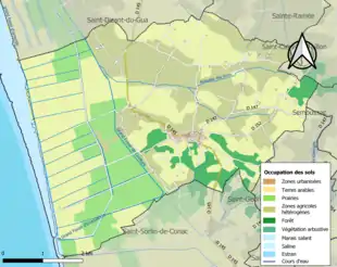 Carte en couleurs présentant l'occupation des sols.