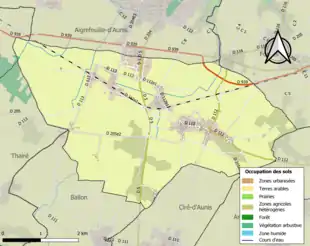 Carte en couleurs présentant l'occupation des sols.
