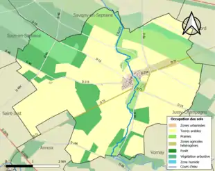 Carte en couleurs présentant l'occupation des sols.