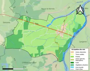 Carte en couleurs présentant l'occupation des sols.