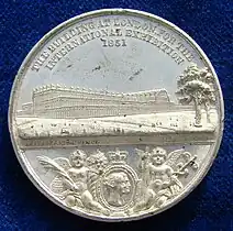 1851 Médaille d'Allen & Moore, le Crystal Palace à Hyde Park, avers.