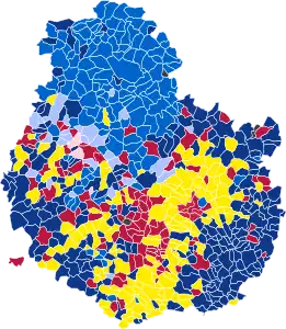 Nuance politique des candidats arrivés en tête dans chaque commune au 1er tour.