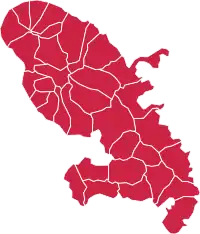 Candidat arrivé en tête au 1er tour par commune. Jean-Luc Mélenchon