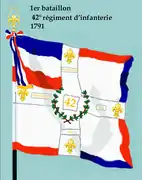 Drapeau du 1er bataillon du 42e régiment d'infanterie de ligne de 1791 à 1793