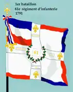 Drapeau du 1er bataillon du 61e régiment d'infanterie de ligne de 1791 à 1793