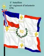 Drapeau du 1er bataillon du 82e régiment d'infanterie de ligne de 1791 à 1793.