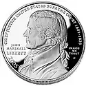 Avers du dollar commémoratif John Marshall (2005).